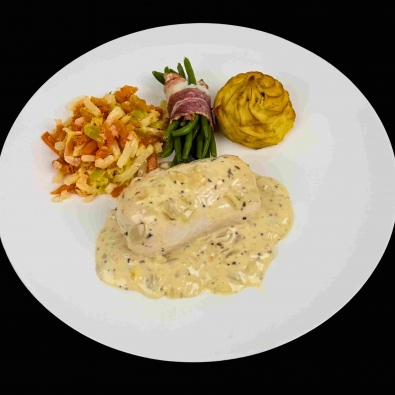 Suprême de poulet farci, sauce à la truffe d'été