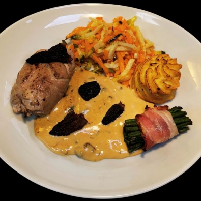 Ris de veau rôti, sauce aux morilles
