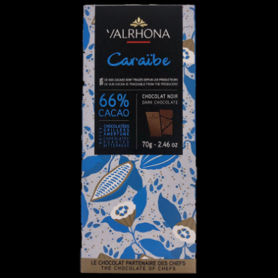 Tablette Valrhona Caraïbe 66% 70gr