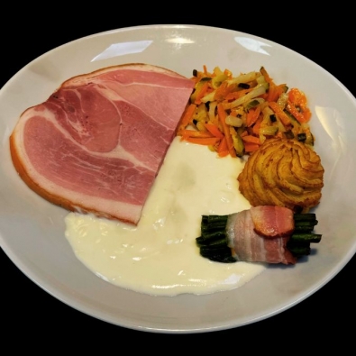 Jambon chaud sauce au champagne